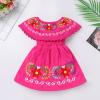 ABEHIK Toddler Girls Traditional Embroidered Mexican Dress Floral Boho Dresses Mexican Folklorico Dress Baby Kids Cinco de Mayo Fiesta Birthday Party Spring Summer Dresses Hot Pink 2-3 Years view 2