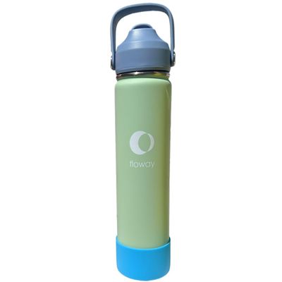 Floway 24oz Stainless Steel Vacuum Insulated Water Bottle with Straw Lid and Cleaning Brush, BPA Free, Leakproof, Temp Control, for Hot and Cold Drinks (Cool Mint, 24oz)