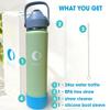 Floway 24oz Stainless Steel Vacuum Insulated Water Bottle with Straw Lid and Cleaning Brush, BPA Free, Leakproof, Temp Control, for Hot and Cold Drinks (Cool Mint, 24oz) view 2