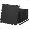 AIRHOP 0.79in Thick 48 Sq Ft Exercise Equipment Mats, 12 Tiles Upgraded Rubber Top with High Density EVA Foam, Large Interlocking Puzzle Gym Flooring for Home Gym, Heavy Weight Workout,Black view 1