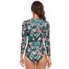 ODIZLI Rashguard Swimsuits for Women Long Sleeve Womens One Piece Surfing Swimsuits for Women UV Protection UPF 50 Swimwear Thong Suit Swim Suit Athletic Wetsuit Zip up Bathing Suit  Green Leaf M view 3