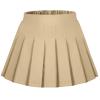 Auranso Girls Pleated Skirt Kids Tennis Elastic Waist Uniform Plaid Skirt Khaki 4-5T view 1