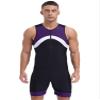 Yhong Mens Swimming Jumpsuit Sleeveless Zip Front Bodysuit Bathing Surfing Swimsuit Sport Unitard Biketard Swim Trunks Purple Large view 1