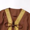 ABEWIP Newborn Baby Boy Muslim Abaya Sets Outfits Black Gold Kaftan White T Shirt Red Turban Arabic Dubai Outfits Coffee 3-6M view 3