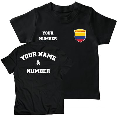 lepni.me Kids Personalised Soccer Jersey Colombia T-Shirt | Colombian Flag Badge | European Football Championship 2024 Fans (9-11 Years Black Multi Color)