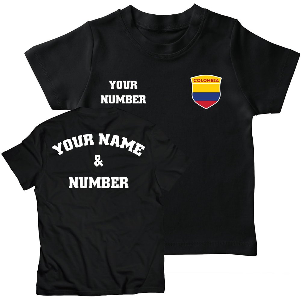 lepni.me Kids Personalised Soccer Jersey Colombia T-Shirt | Colombian Flag Badge | European Football Championship 2024 Fans (9-11 Years Black Multi Color)