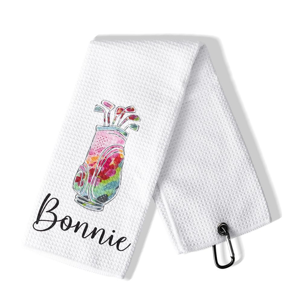 idooodle Personalized Golf Towel, 24x16 inch Custom Embroidered Name Golf Towels with Hanging Clip, Gifts for Golf Lover