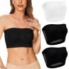 Generic 3PC Womens Bandeau Bras Stretchy Seamless Comfort Breathable Gathering Bra Underwear Strapless Tube Top Bralettes 3PC-Style002White Medium view 1