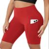 ODODOS 10" Tummy Control Biker Shorts for Women with Pockets High Waist Athletic Workout Yoga Shorts, Red, Small view 1