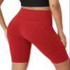 ODODOS 10" Tummy Control Biker Shorts for Women with Pockets High Waist Athletic Workout Yoga Shorts, Red, Small view 2