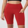 ODODOS 10" Tummy Control Biker Shorts for Women with Pockets High Waist Athletic Workout Yoga Shorts, Red, Small view 3