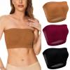 Generic 3PC Womens Bandeau Bras Stretchy Seamless Comfort Breathable Gathering Bra Underwear Strapless Tube Top Bralettes 3PC-Style002Wine Medium view 1