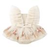 IBTOM CASTLE Toddler Baby Girl Birthday Dress: Princess Fairy Flutter Sleeve Floral Embroidery Ruffle Tulle Tutu Romper Dress with Bowknot Headband 2PCS Baptism Wedding Dress Apricot 3-6 Months view 4