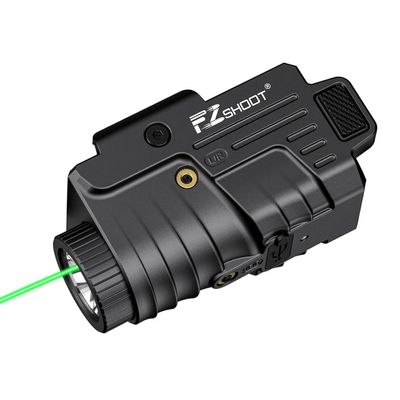 EZshoot 800 Lumens Pistol Light Laser Combo Rechargeable, Pistol Flashlight with Slidable Rail Compatible with Glock and Picatinny Rail, Gun Light with Green Laser Beam