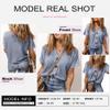 Dokotoo Cropped Cardigan for Womens Fashion 2024 Short Sleeve Button Down Tops Ladies Casual Waffle Knit Blouse V Neck Solid Color Tunic Sky Blue Tops Large view 4