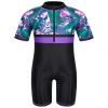 TFJH E One Piece Girls Bathing Suits UPF 50+ Swimsuits Short Sleeve Swimming Costume 461 Purple Flower Short 4A view 1