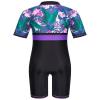 TFJH E One Piece Girls Bathing Suits UPF 50+ Swimsuits Short Sleeve Swimming Costume 461 Purple Flower Short 4A view 3