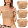 Generic 3PC Womens Bandeau Bras Stretchy Seamless Comfort Breathable Gathering Bra Underwear Strapless Tube Top Bralettes 3PC-Style001Beige Medium view 2