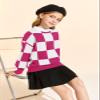 Girls Sweaters Kids Fashion Plaid Mock Neck Pullover Sweater Tops 5-14 Years Hot Pink view 3