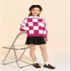 Girls Sweaters Kids Fashion Plaid Mock Neck Pullover Sweater Tops 5-14 Years Hot Pink view 4