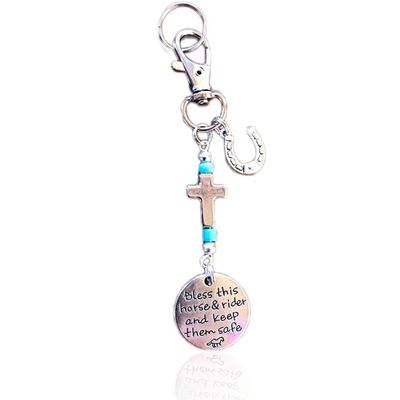 Lusebiy Horse Saddle And Bridle Charm Clip, Bless This Horse Rider Keep Safe Bridle, Saddle Riding Charms Hanging Gifts