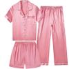 Vopmocld Satin Pajama Sets Unisex Boys and Girls Silk Button Down Short Sleeve & Shorts & Pants Sleepwear 3PCS Loungewear PJS, Watermelon, 10 view 1