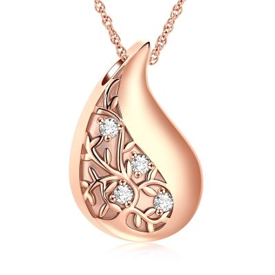 AIWENXI Tree of Life Urn Necklaces for Ashes Teardrops Cremation urns Pendant Stainless Steel Crysatl Memorial Keepsakes Jewelry Human Ash Pendant for Men Women