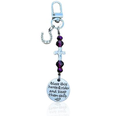 Lusebiy Horse Saddle And Bridle Charm Clip, Bless This Horse Rider Keep Safe Bridle, Saddle Riding Charms Hanging Gifts
