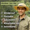 Mens Wide Brim Sun Hat M/L UV Protection Boonie Bucket Sunhat Summer Beach Golf Hiking Safari Outdoor Fishing Garden SPF 50 Grey view 4
