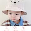 Baby Sun Bucket Hat for Boys Girls, Cute Bear Toddler Summer Hats, Wide Brim Cap for Infant Kids (C White) view 3