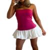 Adoeren Women Sexy Bodycon Strapless Mini Dress Casual Backless Tube Top Party Dress Y2k Bubble Summer Bandeau Dress(E 00 Rose,S) view 1