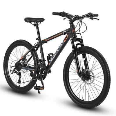 Arbacipher 24 Inches Wheels Mountain Bike High Carbon Steel Mountain Bicycles for Adults All-Terrain Tires 21-Speed MTB Suspension Fork Dual Disc Brakes for Womens Mens Multiple Color (Orange)