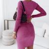 NineFit Basics Women's Long Sleeve Ribbed Maxi Dress Front Hollow Out Bodycon Sweater Dress Slim Fit Knit Dresses for Party Cocktail (Medium,Red) view 2