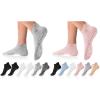 DIBAOLONG Pilates Socks with Grips for Women Yoga Socks Non Slip Barre Hospital 6-Pairs Grippy Ankle Socks view 1