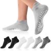 DIBAOLONG Pilates Socks with Grips for Women Yoga Socks Non Slip Barre Hospital 6-Pairs Grippy Ankle Socks view 3