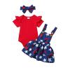 Doisbetthsay Baby Girl Outfits Ruffle Sleeve Knit Ribbed Romper Suspender Skirt Headband Baby Dress Infant Girl Clothes view 1