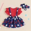 Doisbetthsay Baby Girl Outfits Ruffle Sleeve Knit Ribbed Romper Suspender Skirt Headband Baby Dress Infant Girl Clothes view 3