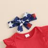 Doisbetthsay Baby Girl Outfits Ruffle Sleeve Knit Ribbed Romper Suspender Skirt Headband Baby Dress Infant Girl Clothes view 4