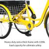 EVGTTI 7-Speed Adult Tricycle with Large Basket 24/26 Inch, Stable 3-Wheel Cruise Bicycle for Shopping, Beach and City Trike Perfect for Men, Women, Seniors(Black/Red/Green/Yellow) (Yellow, 24inch) view 3