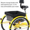 EVGTTI 7-Speed Adult Tricycle with Large Basket 24/26 Inch, Stable 3-Wheel Cruise Bicycle for Shopping, Beach and City Trike Perfect for Men, Women, Seniors(Black/Red/Green/Yellow) (Yellow, 24inch) view 4