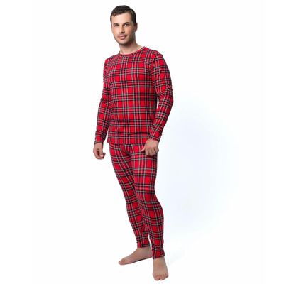 Ultra Dry Thermal Underwear for Men; Long John Set for Cold Weather Mens 2 pc Long Sleeve Top and Pants Fleece Lined Base Layer Thermals X-Large, Red Plaid