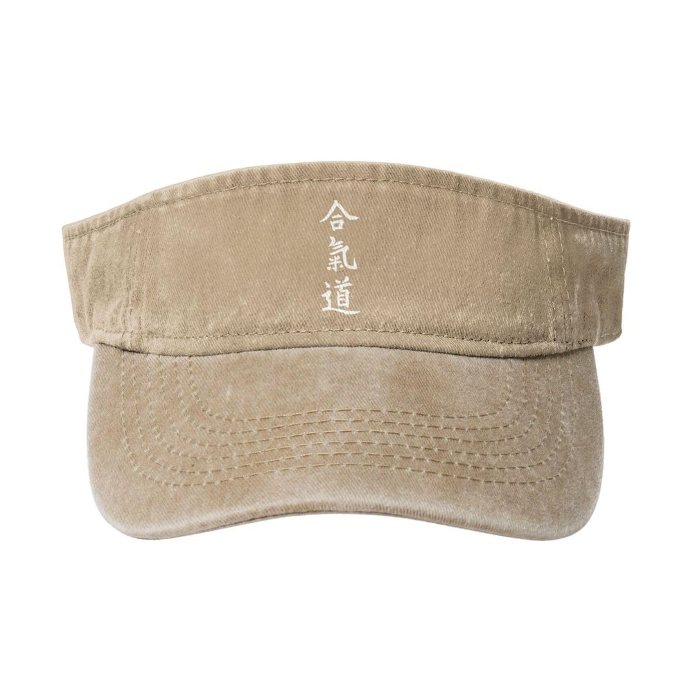 Wxenaiedk Aikido Sun Visor Hats Cotton Caps Beach Leisure Empty Top Baseball Cap for Men Women Natural
