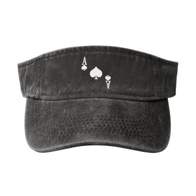 Wxenaiedk Ace of Spades Poker Sun Visor Hats Cotton Caps Beach Leisure Empty Top Baseball Cap for Men Women Black