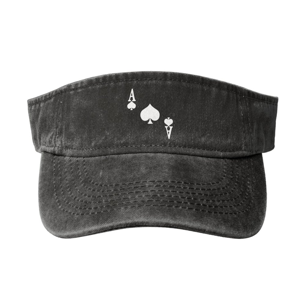 Wxenaiedk Ace of Spades Poker Sun Visor Hats Cotton Caps Beach Leisure Empty Top Baseball Cap for Men Women Black