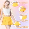 QooNoo Girls Tennis Skirt Athletic Running Shorts for Kids Teen High Waisted Golf Skort with Pockets Casual Workout (Yellow,X-Small) view 4