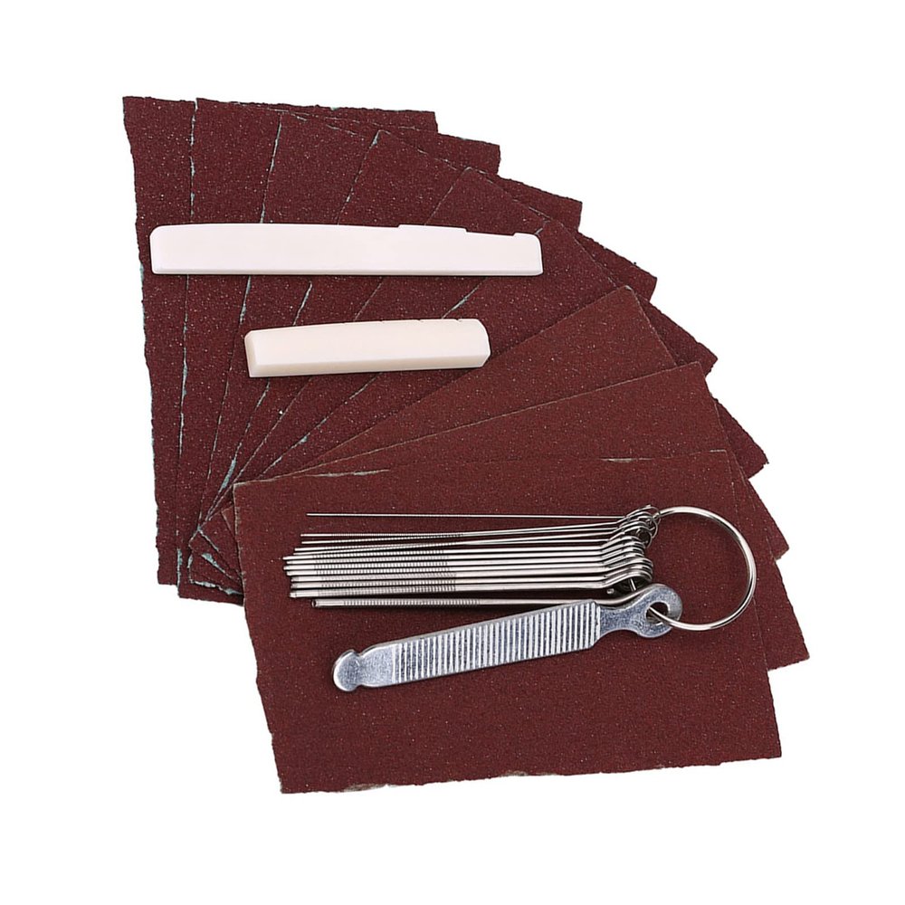 2.83x0.11x0.35inch Guitar Bone Bridge Saddle Nut Files Set, Sturdy Polishing and Adjustment Tool