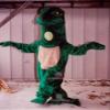 Green Dinosaur Mascot Costume with Red Eyes Adult Size for Men & Women with Built-in Fan Inside the Head view 1