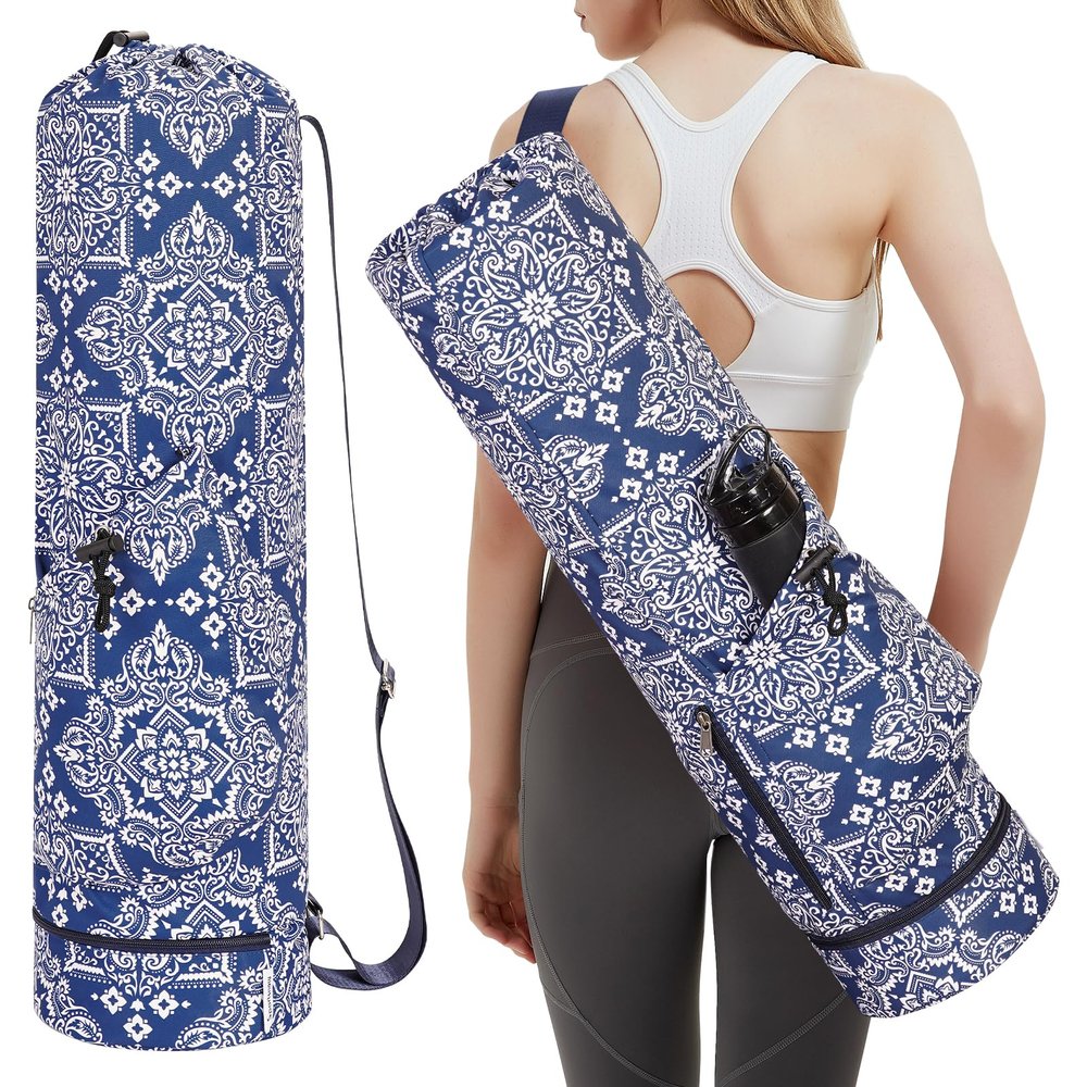 sportsnew Yoga Mat Bag with Water Bottle Pocket and Bottom Wet Pocket, Exercise Yoga Mat Carrier Multi-Functional Storage Bag, Celadon Patent pending