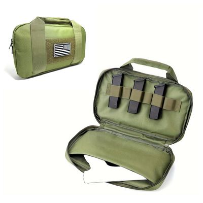 YUNCAIMAOYI Tactical Pistol Handgun Case Bag Gun Case Soft Gun Carrying Storage Bag Pistol Shooting Range Bag Handgun Bag for Full-Size Handguns and Magazines Storage Bag (Army Green)