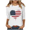 4th of July Outfits for Women Funny American Flag Summer Tops 3/4 Sleeve Graphic Tees Red White and Blue Tshirts Dressy Causal Blouses Cute Patriotic USA Shirts view 1